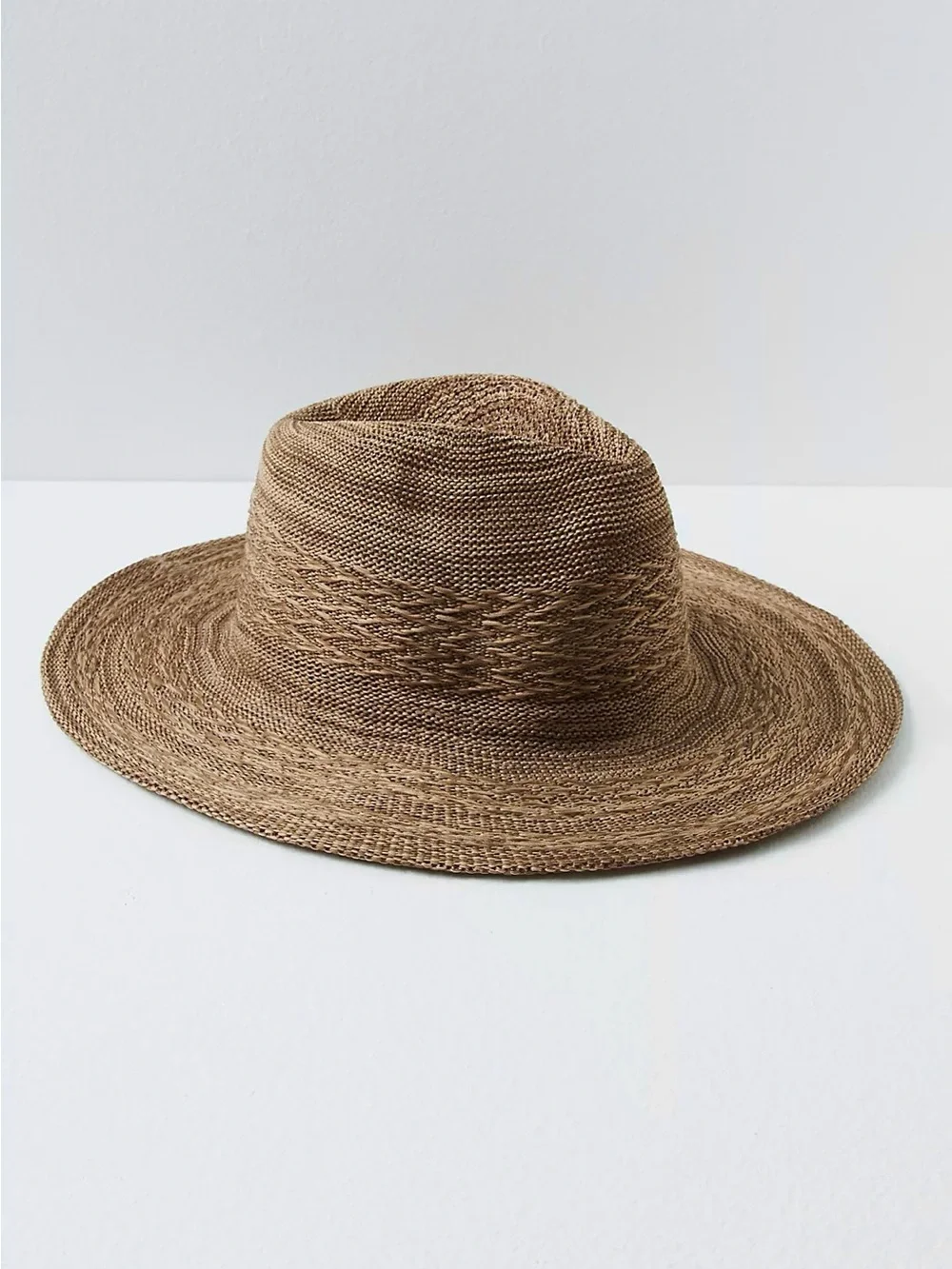 Free People Arrow Woven Packable Rancher Hat Taupe Brown Western Fedora Boho